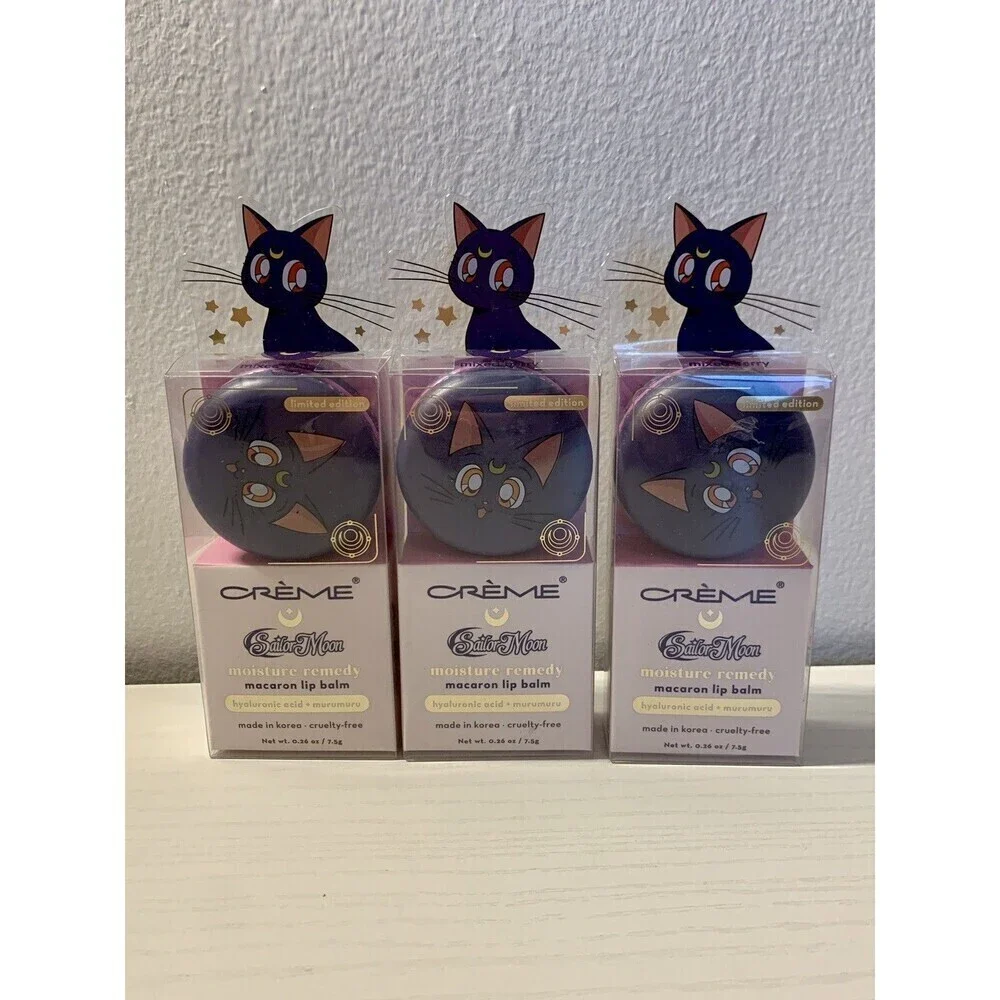 3X THE CREME SHOP X SAILOR MOON -LUNA MACARON LIP BALM New Moisturizing Berry